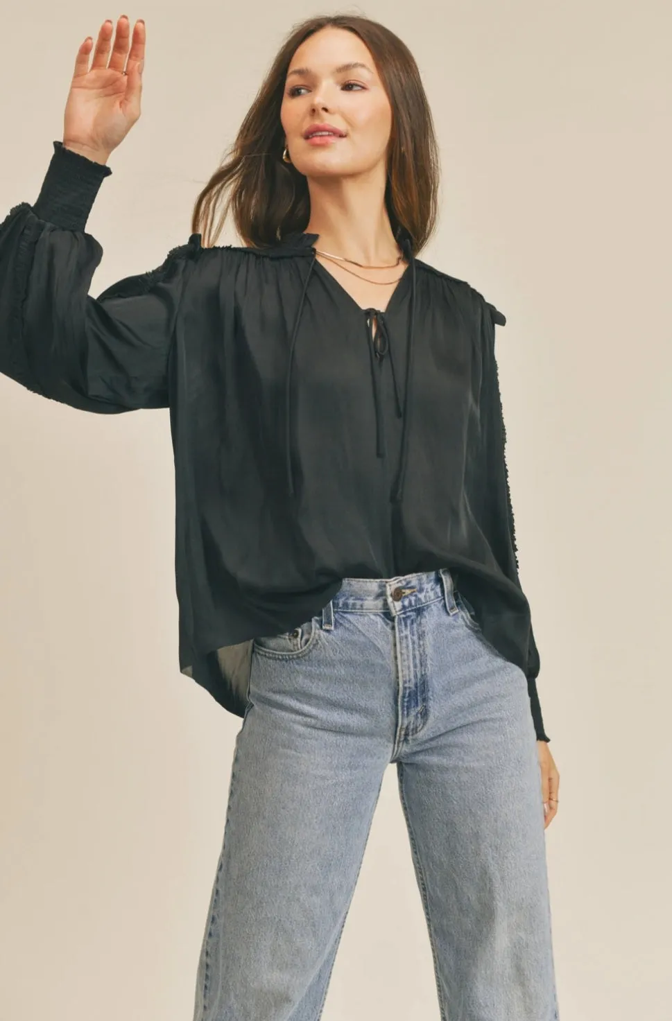 Reset By Jane Long Sleeve "Karissa" Ruffle Blouse