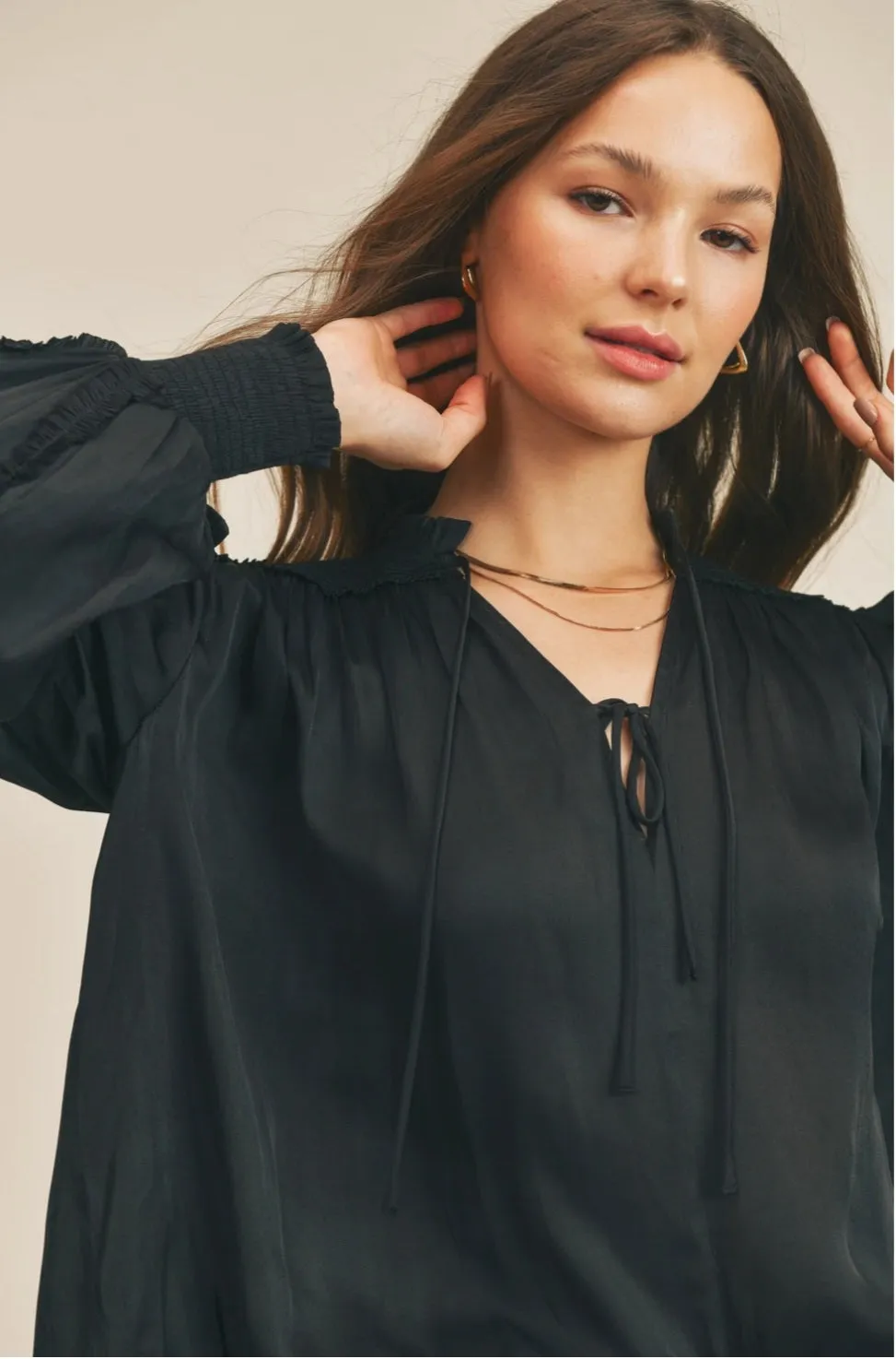 Reset By Jane Long Sleeve "Karissa" Ruffle Blouse