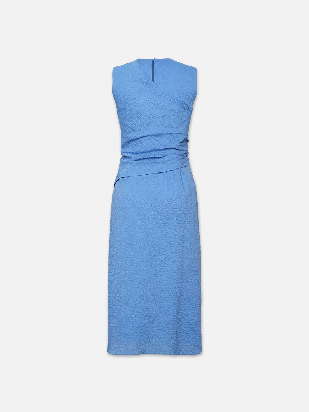 Ruched Sleeveless Midi Dress -- Coastal Blue