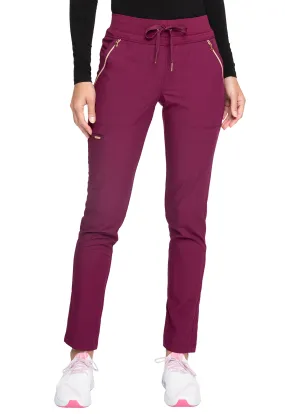 Scrub Pants - Cherokee Women's Statement Mid Rise Tapered Leg Drawstring Pant - Wine, CK055