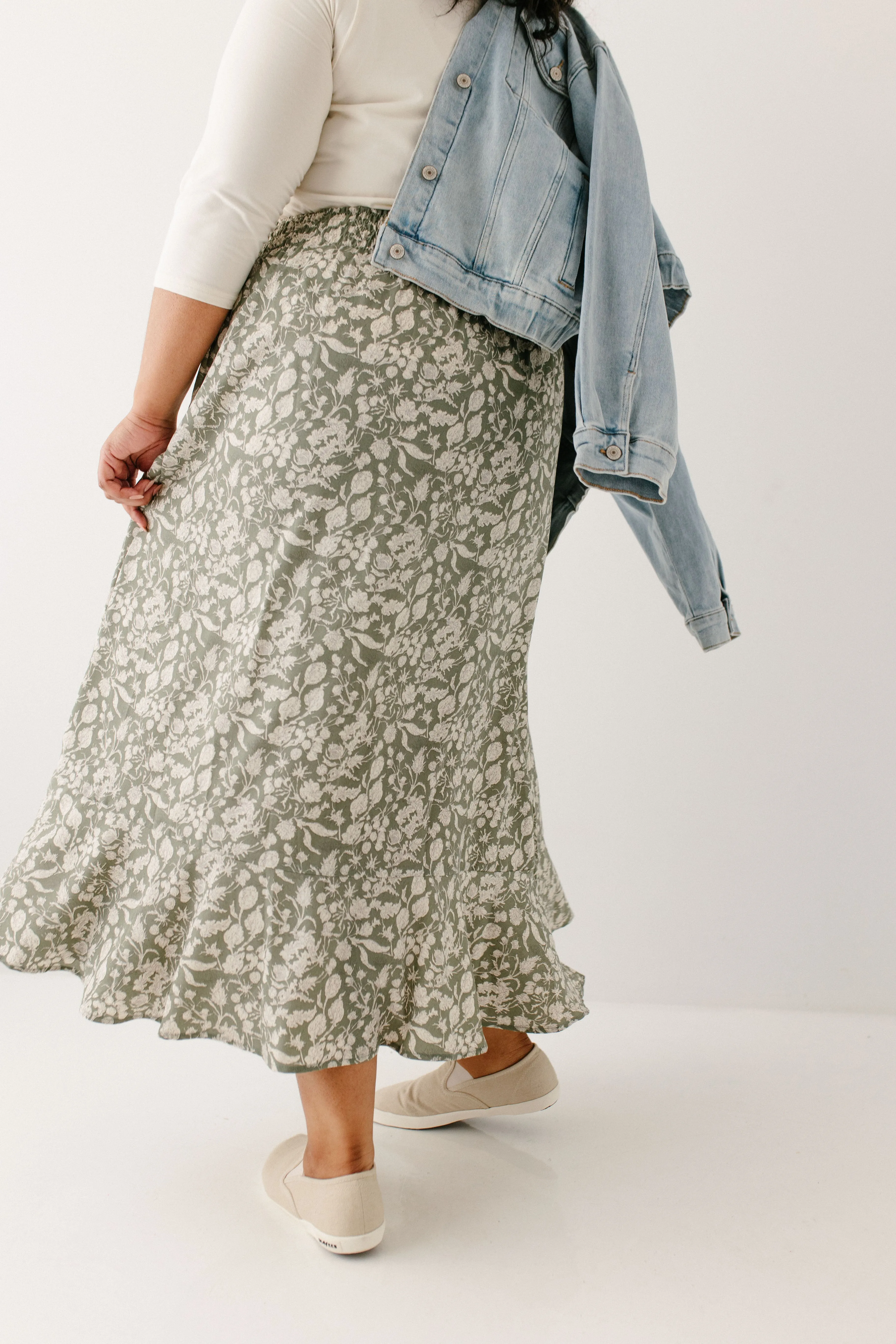 'Shauna' Smocked Waist Floral Maxi Skirt