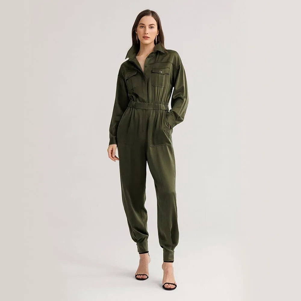 Silk Cargo Full Length Romper