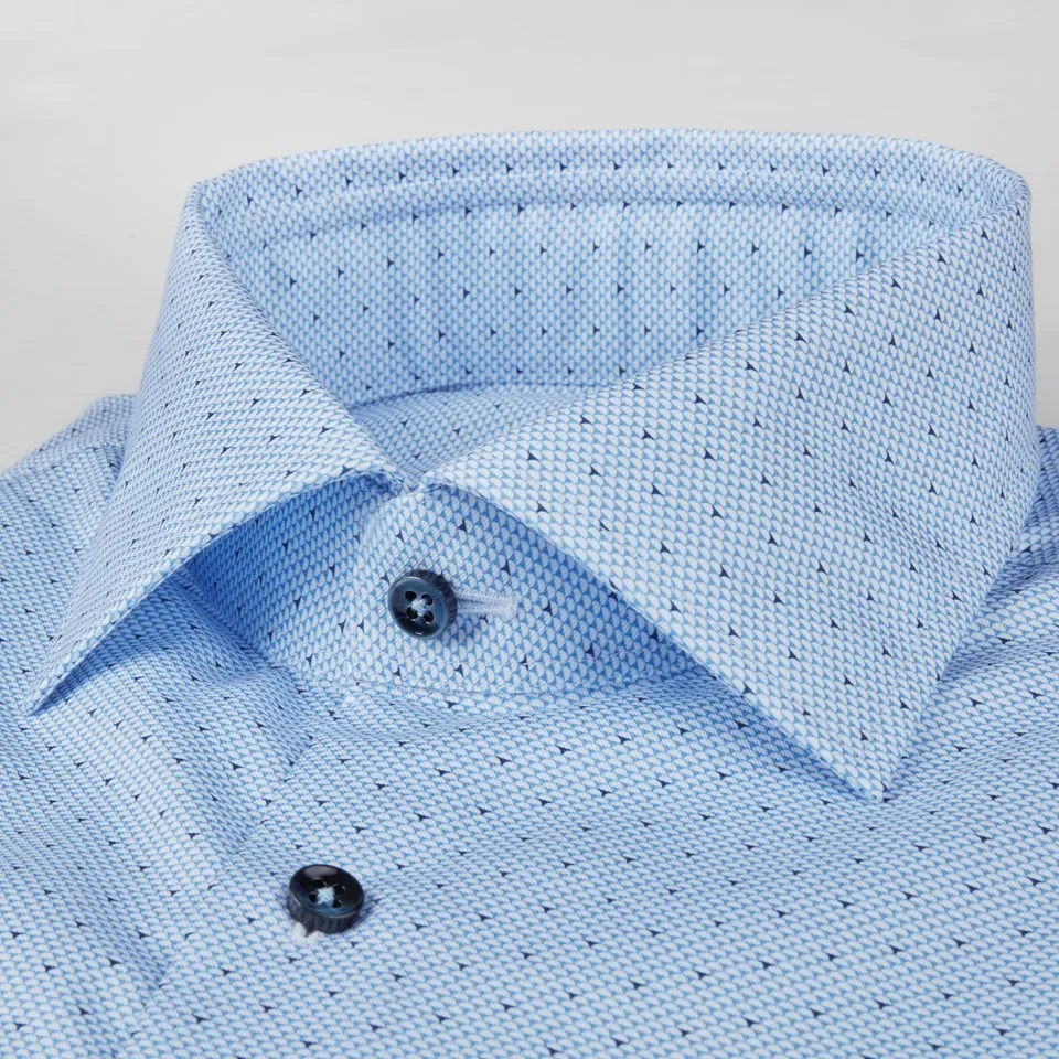 Stenstroms Blue Micro Patterned Fitted Body Shirt