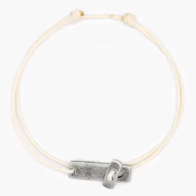 String Bracelet With Sterling Silver Button (Nude)