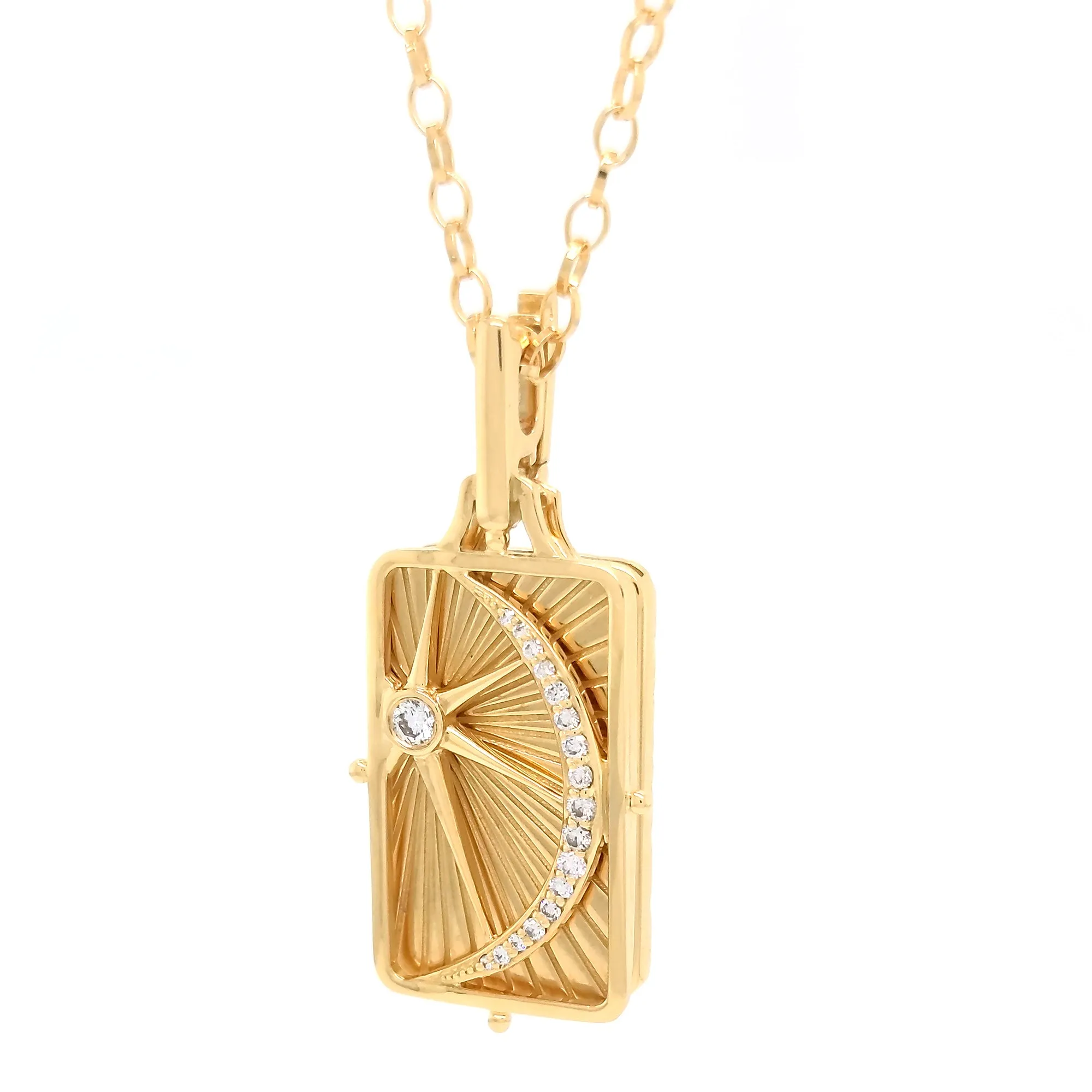 Sun, Moon and Stars 18K Gold Gate Locket