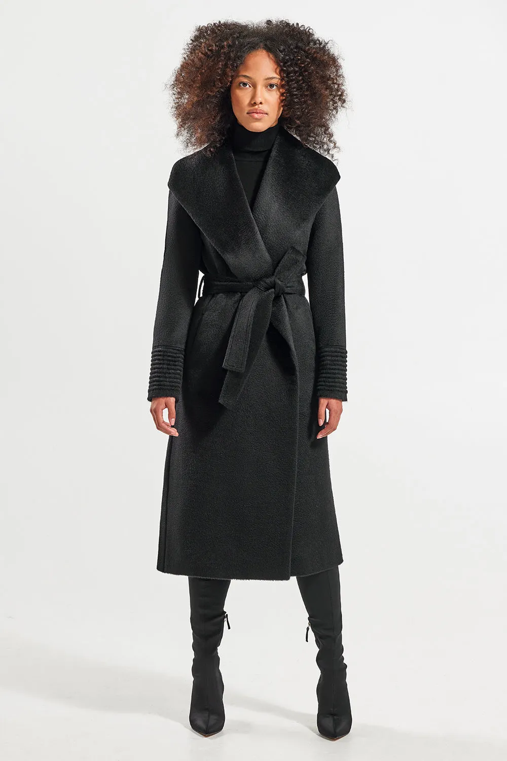 Suri Alpaca Long Shawl Collar Wrap Coat