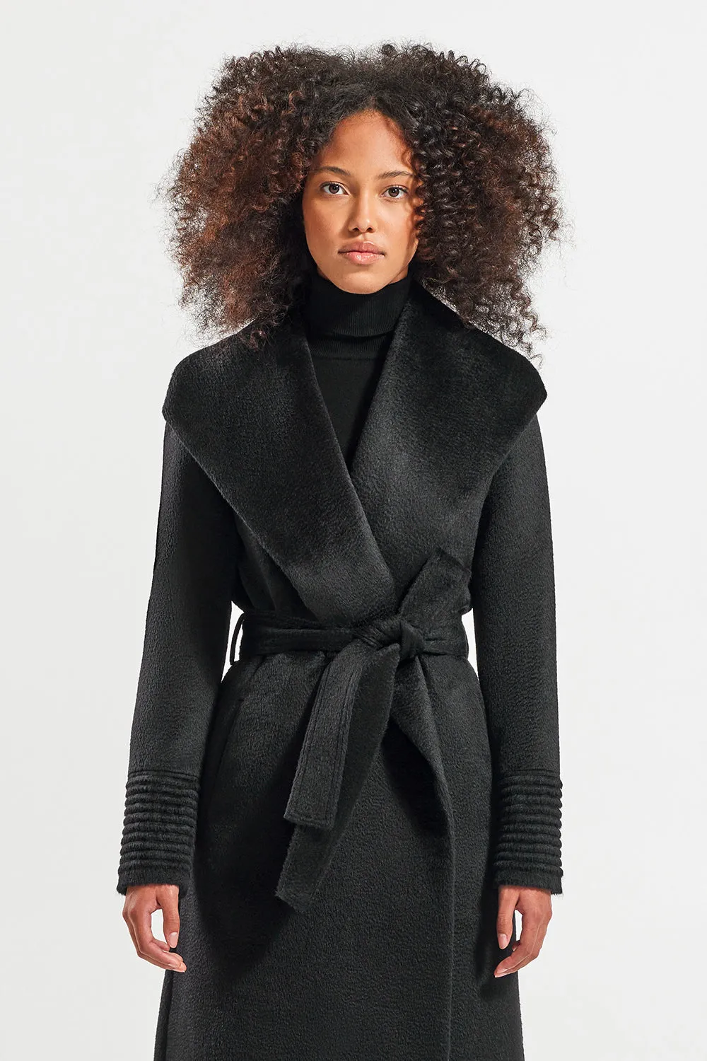 Suri Alpaca Long Shawl Collar Wrap Coat