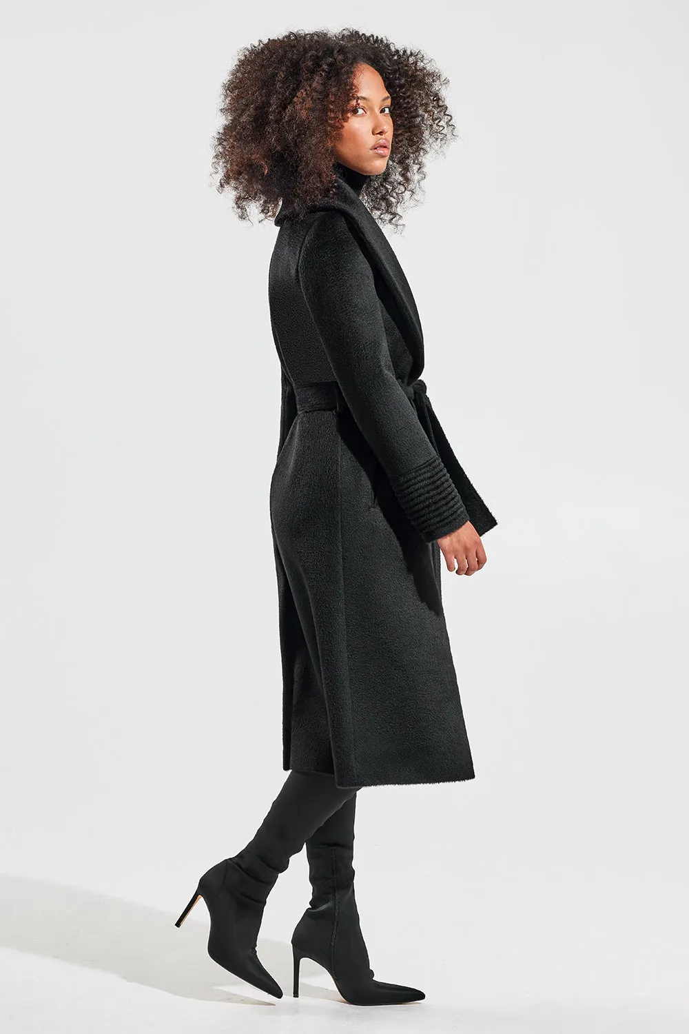 Suri Alpaca Long Shawl Collar Wrap Coat