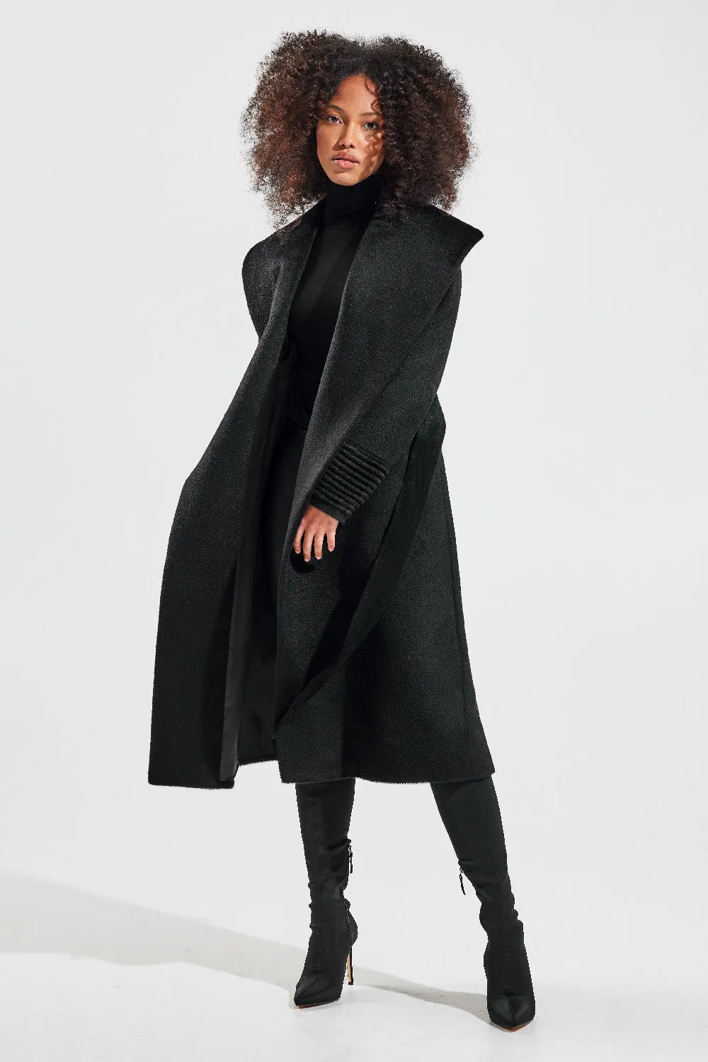 Suri Alpaca Long Shawl Collar Wrap Coat