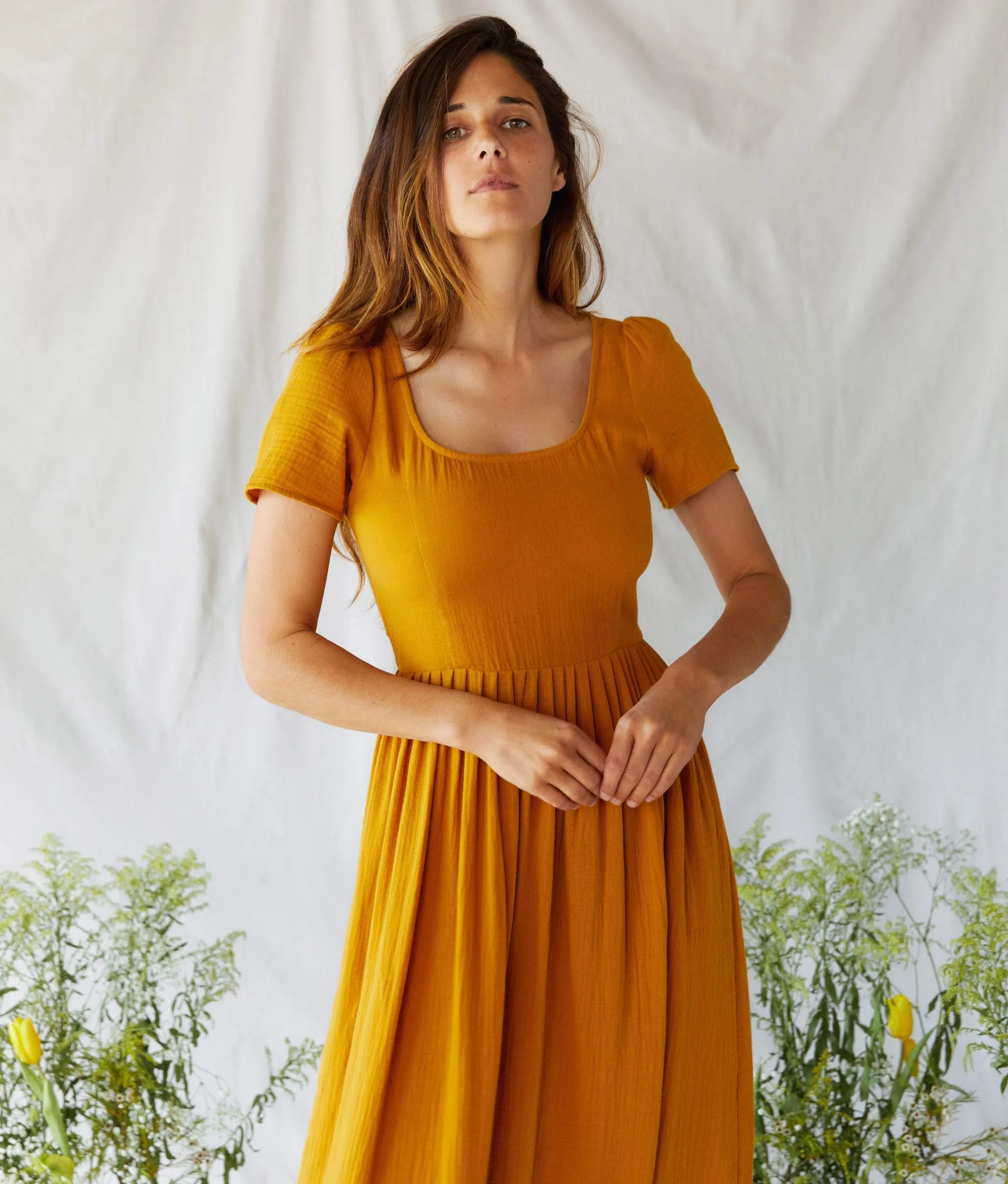 The Scarlet Dress | Mustard Gauze