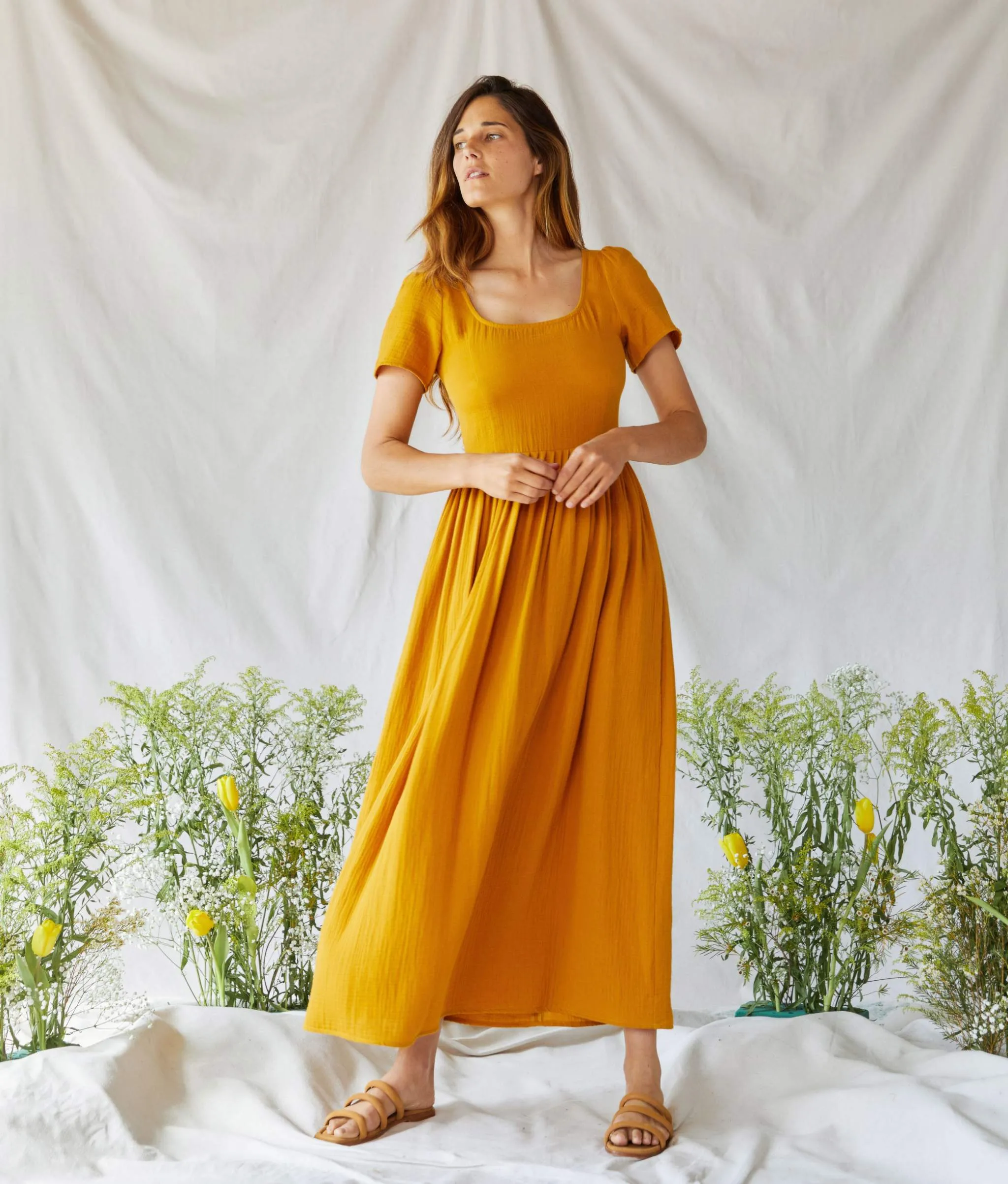 The Scarlet Dress | Mustard Gauze