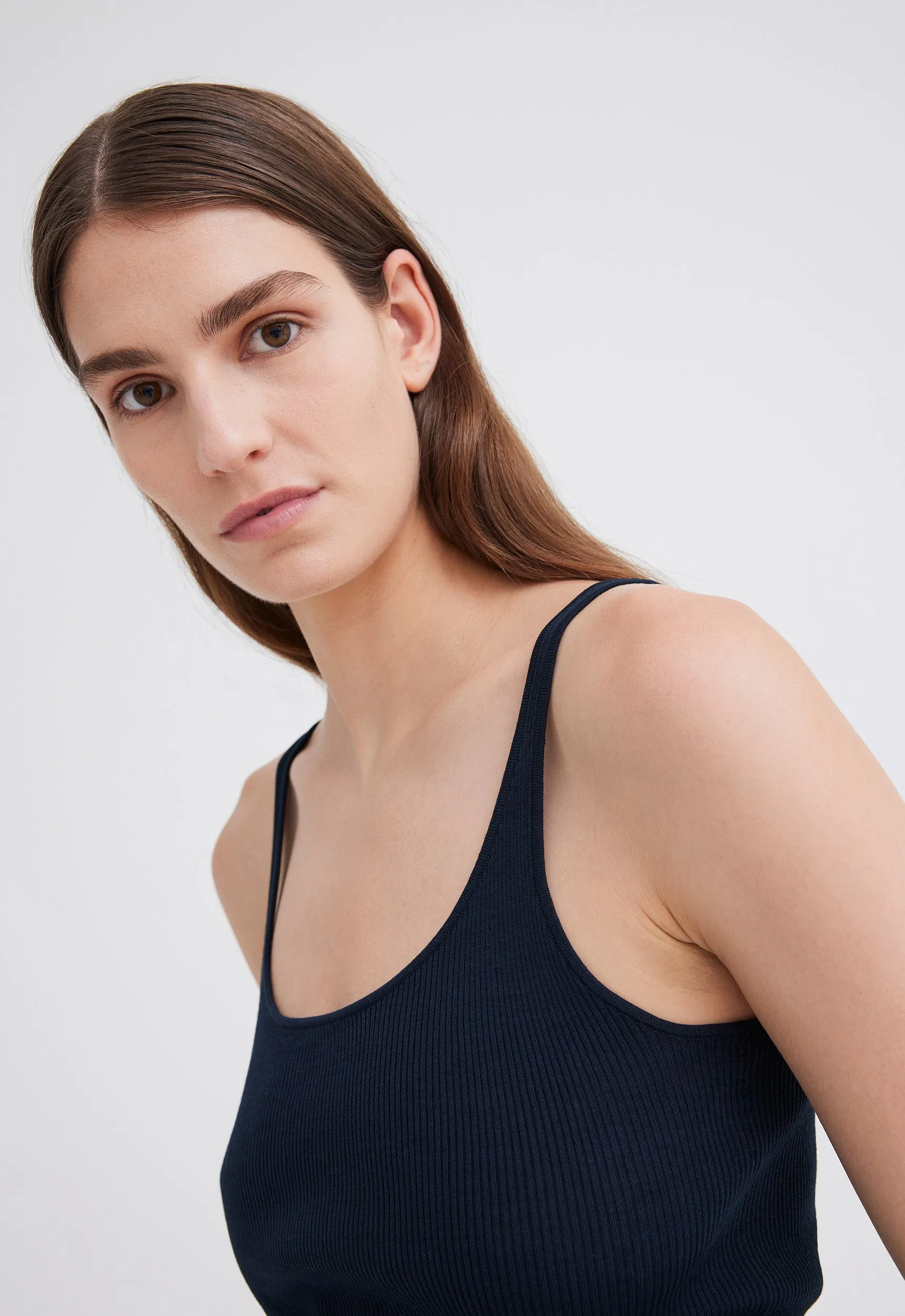 Toba Ribbed Cotton Tank - Darkest Navy