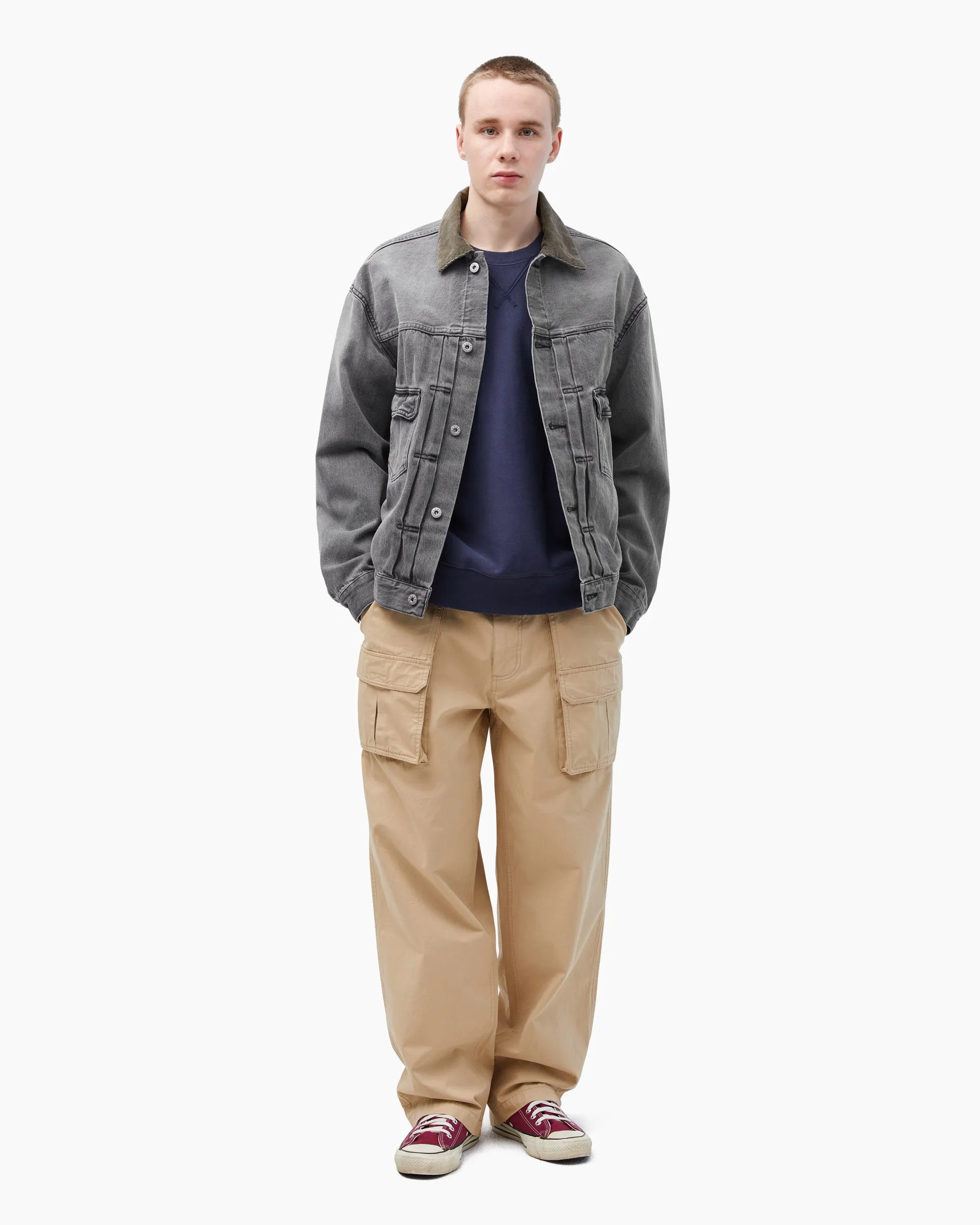 Washed Dungaree Jacket Light Grey