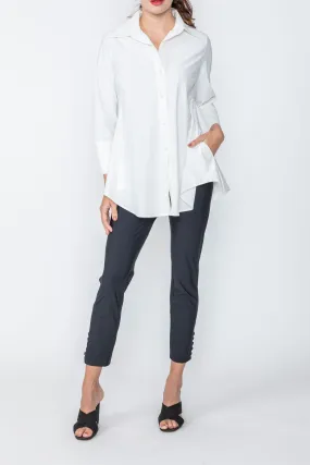 White Fold Down Collar Blouse