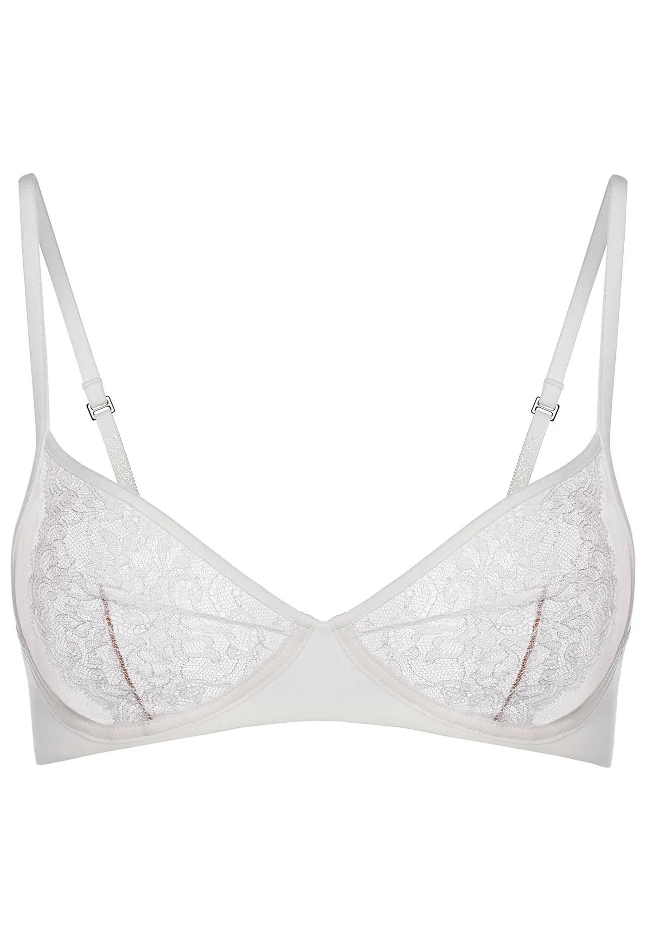 White Leavers lace non-wired bra