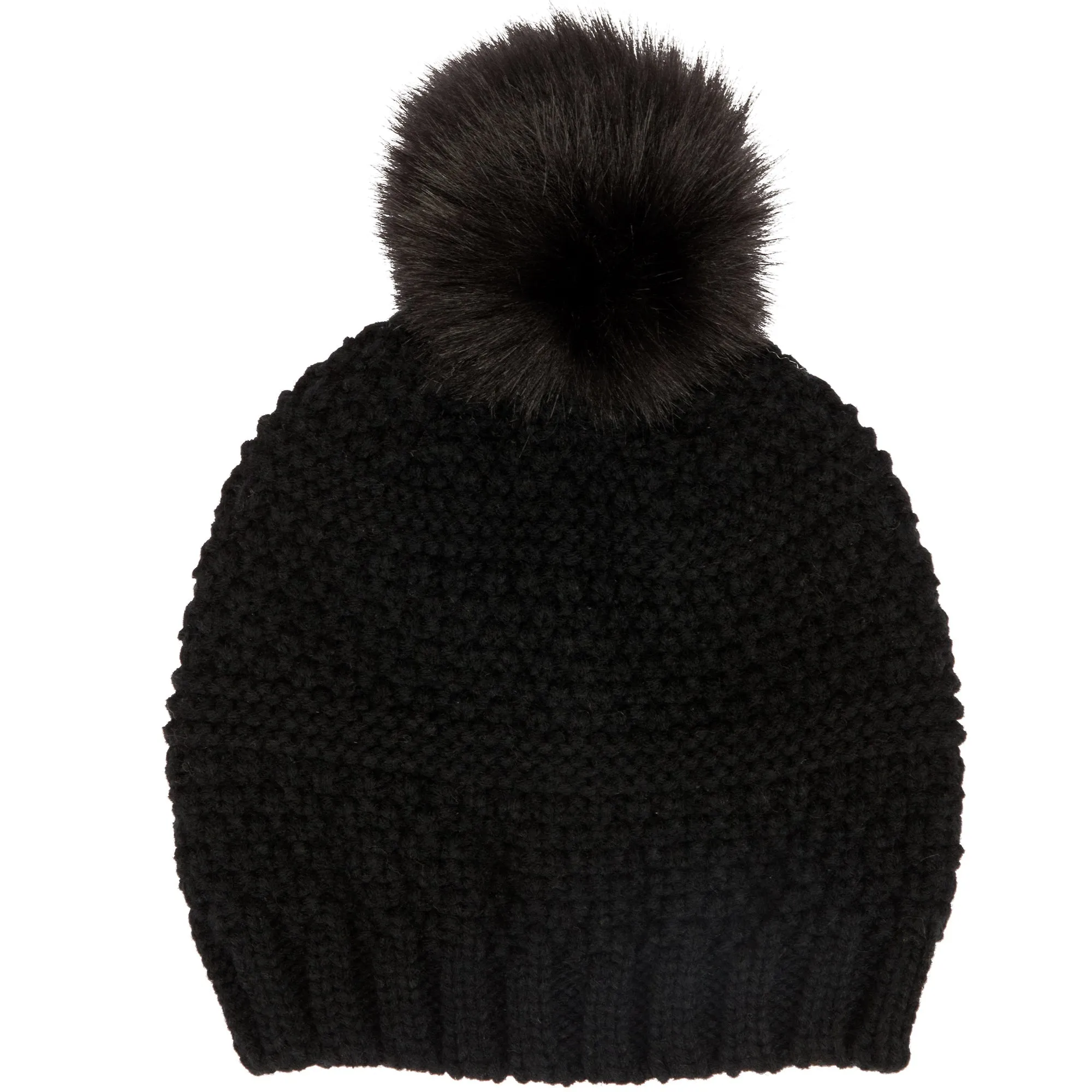 Women's Knit Beanie w/Faux Fur Pom