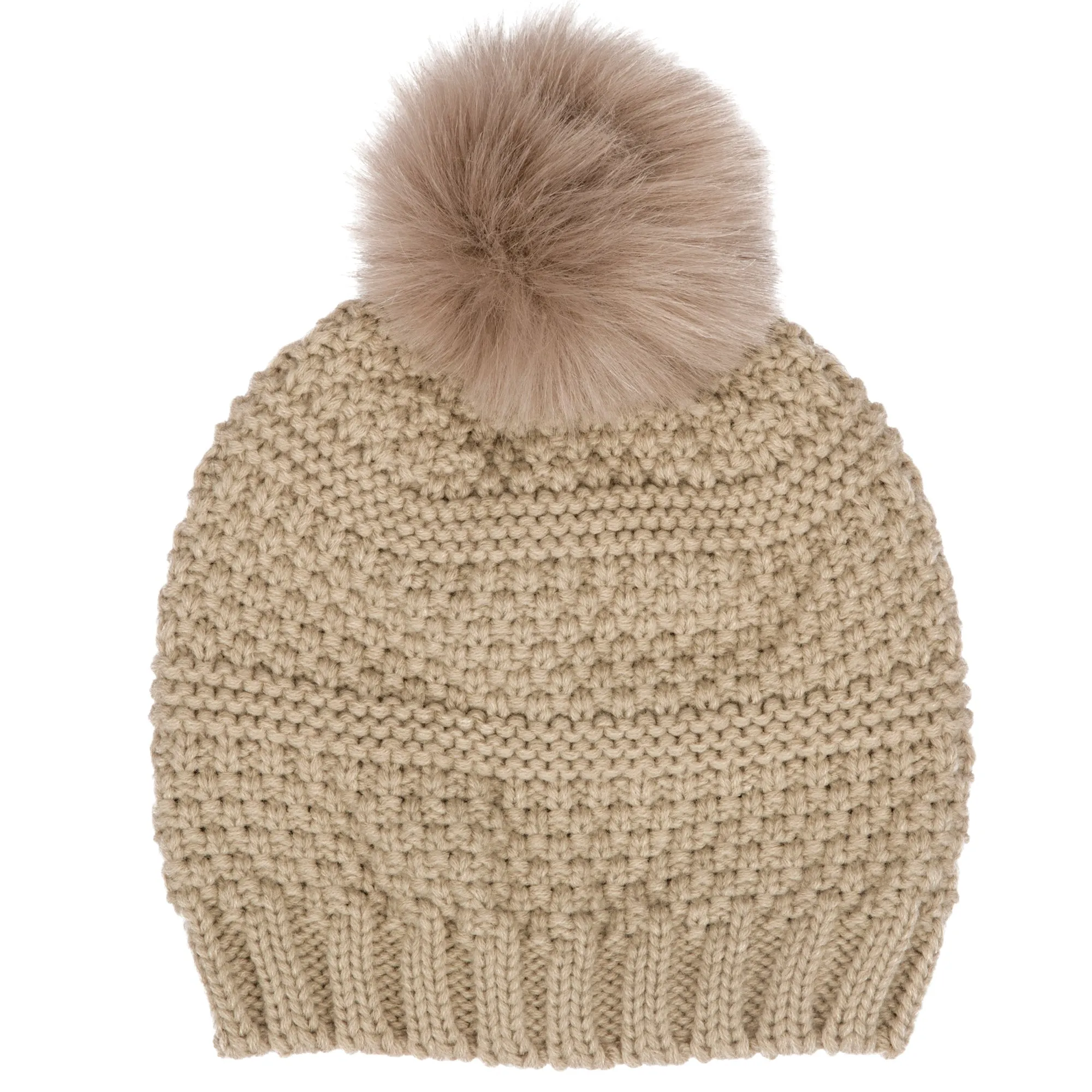 Women's Knit Beanie w/Faux Fur Pom