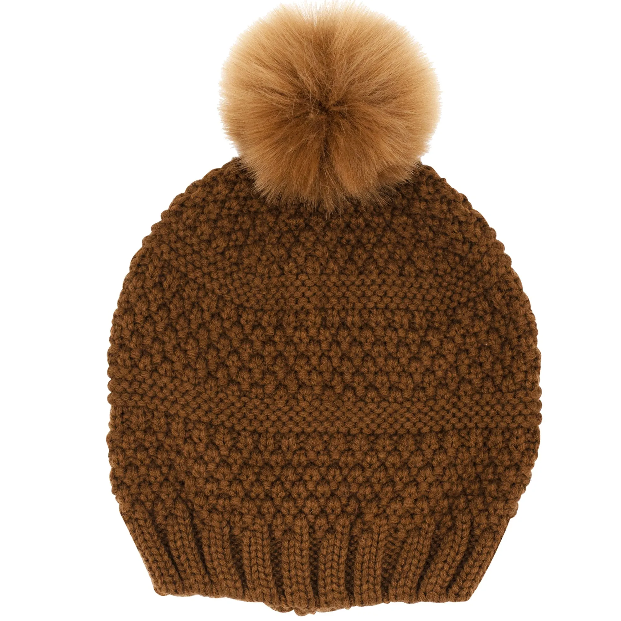 Women's Knit Beanie w/Faux Fur Pom