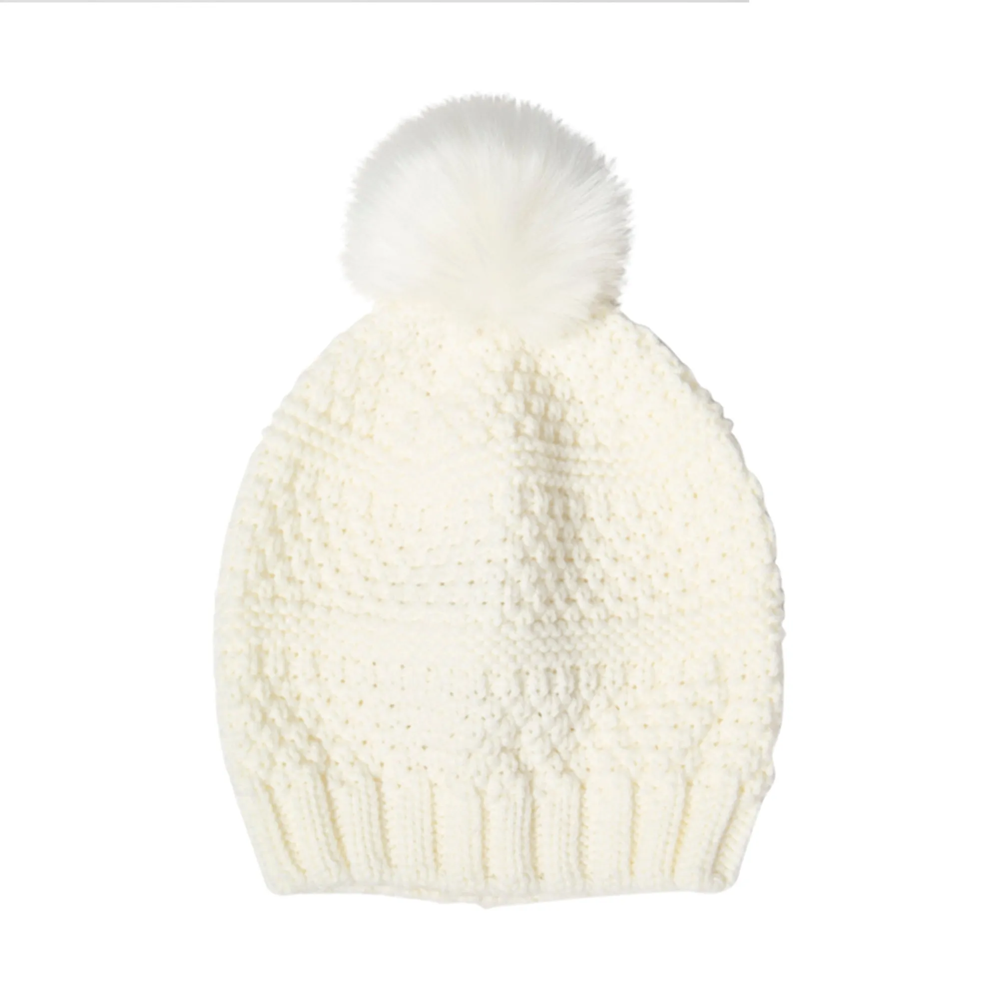 Women's Knit Beanie w/Faux Fur Pom