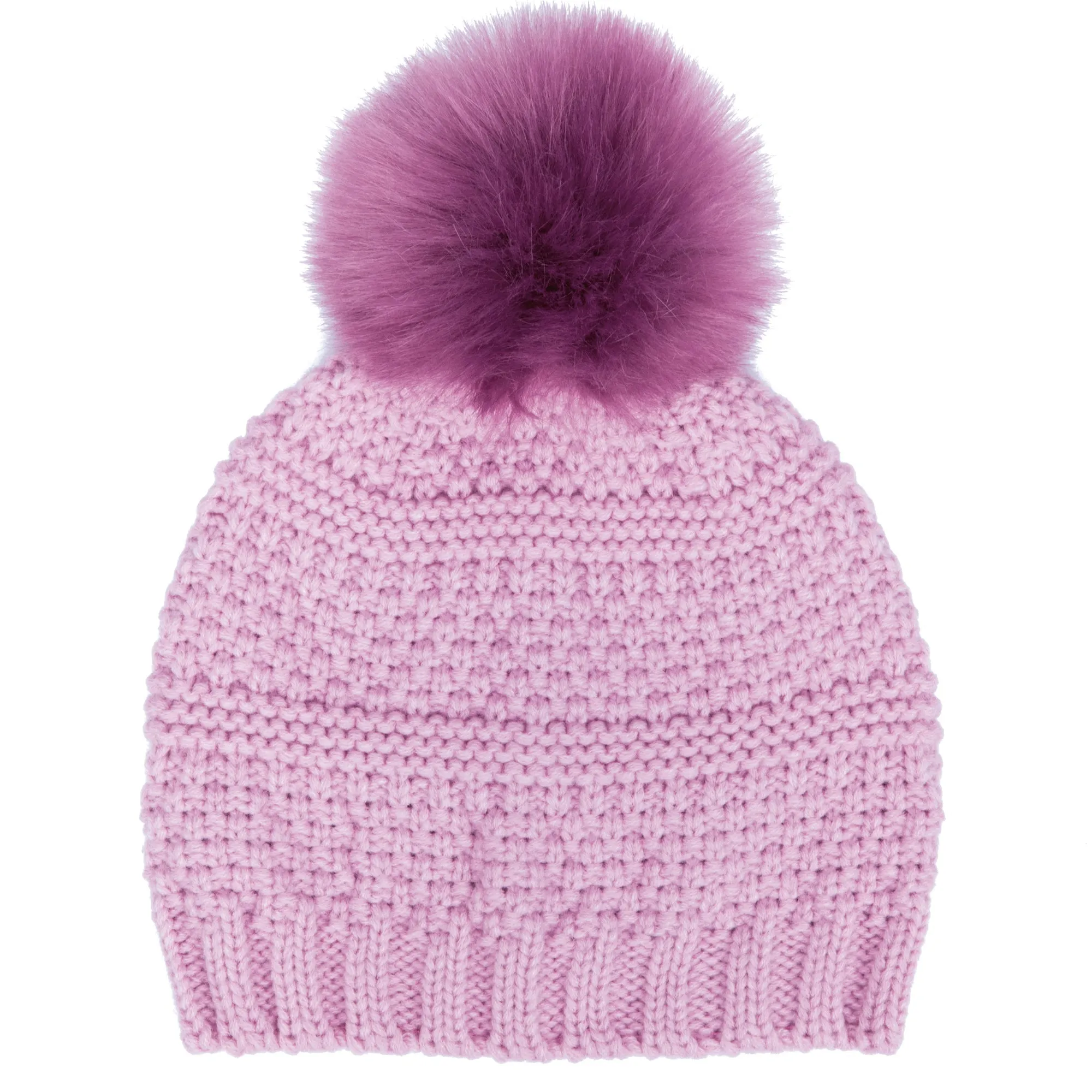 Women's Knit Beanie w/Faux Fur Pom