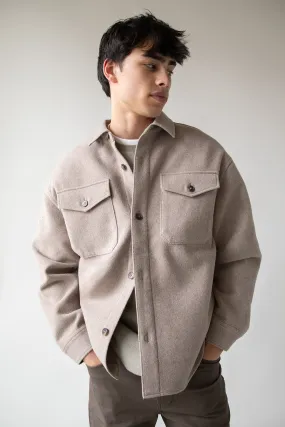 WOOL BLEND BUTTON FRONT SHIRT