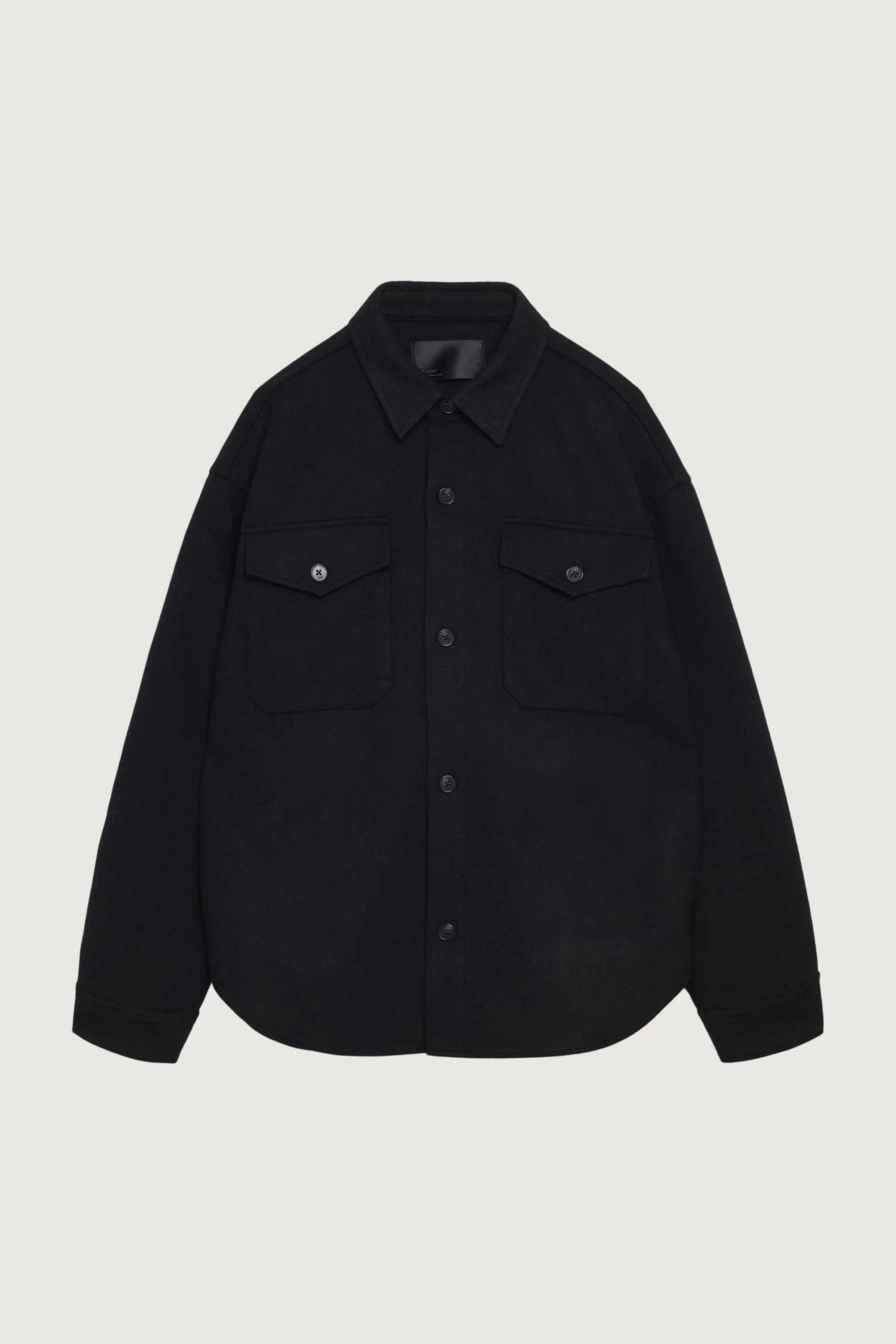 WOOL BLEND BUTTON FRONT SHIRT