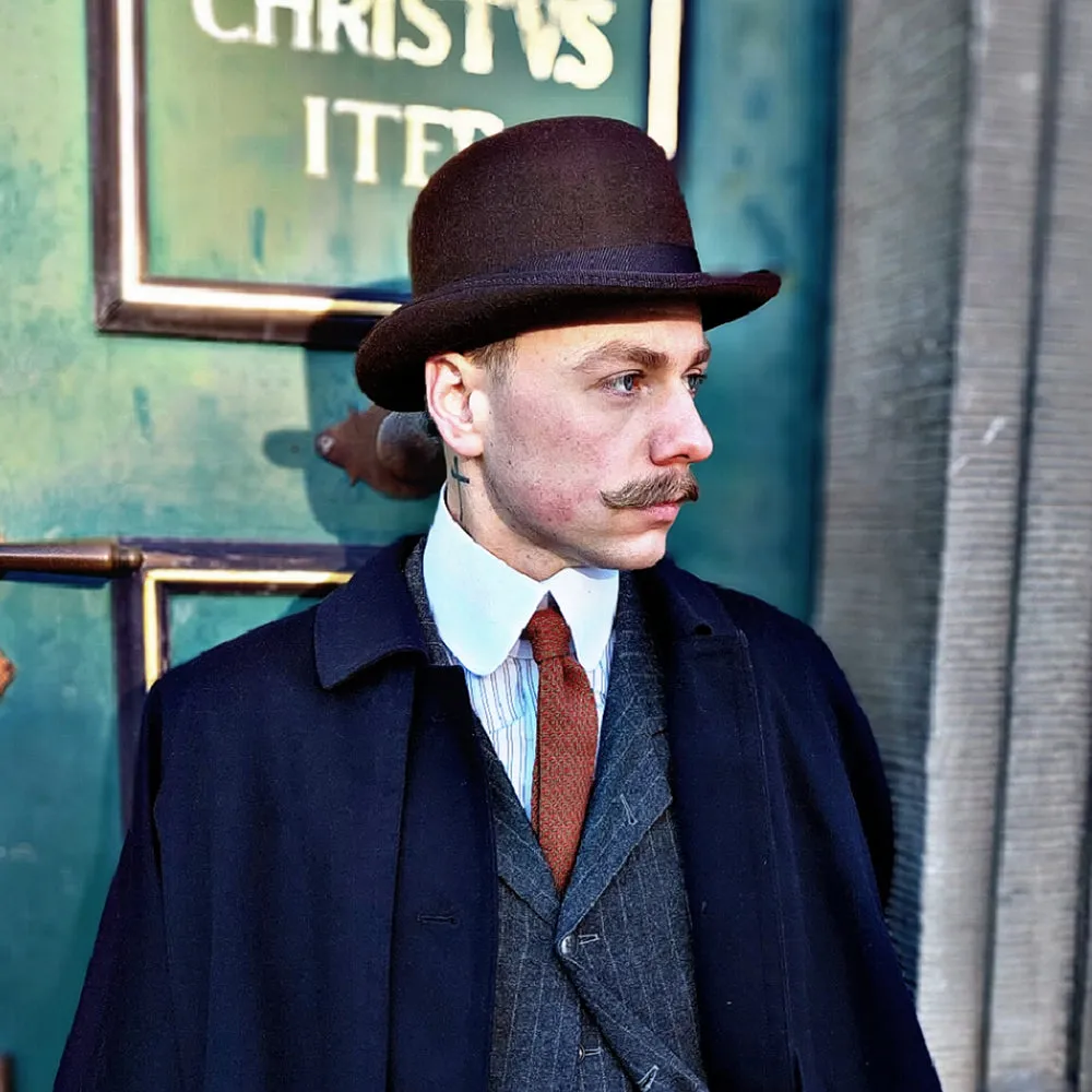 Wool Felt English Bowler Hat - Brown